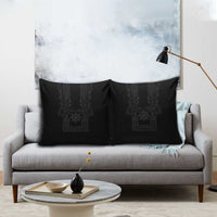 Philippines Barong Style Pillow Cover with Polynesian Art and Leaf Motif Black Color