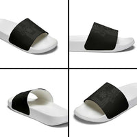 Philippines Barong Style Slide Sandals with Polynesian Art and Leaf Motif Black Color
