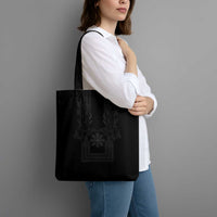 Philippines Barong Style Tote Bag with Polynesian Art and Leaf Motif Black Color LT03 - Polynesian Pride