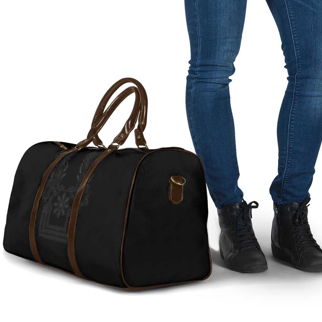 Philippines Barong Style Travel Bag with Polynesian Art and Leaf Motif Black Color