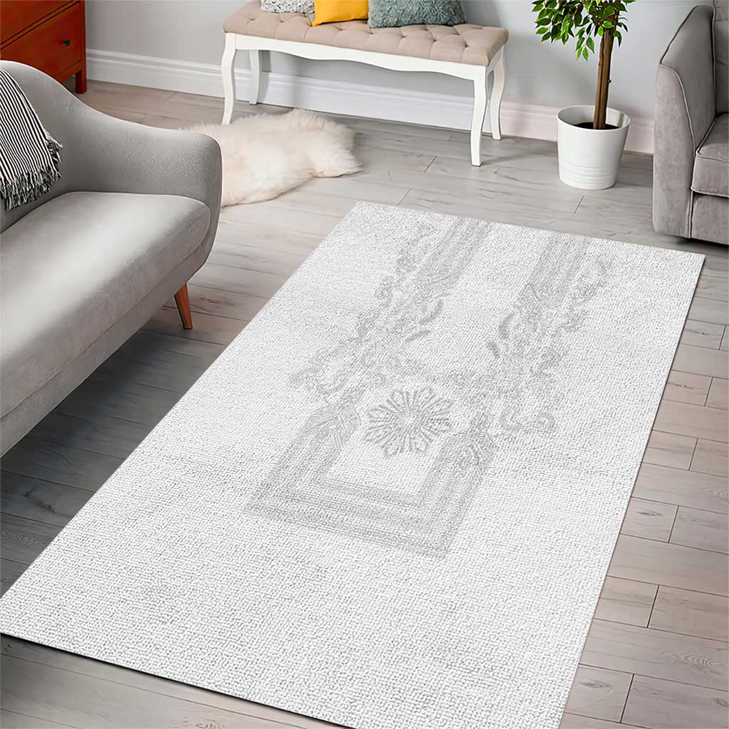 Philippines Barong Style Area Rug with Polynesian Art and Leaf Motif White Color LT03 - Polynesian Pride