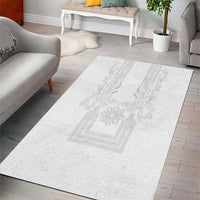 Philippines Barong Style Area Rug with Polynesian Art and Leaf Motif White Color LT03 - Polynesian Pride