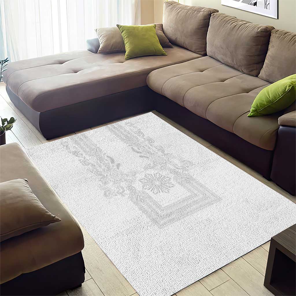 Philippines Barong Style Area Rug with Polynesian Art and Leaf Motif White Color LT03 - Polynesian Pride
