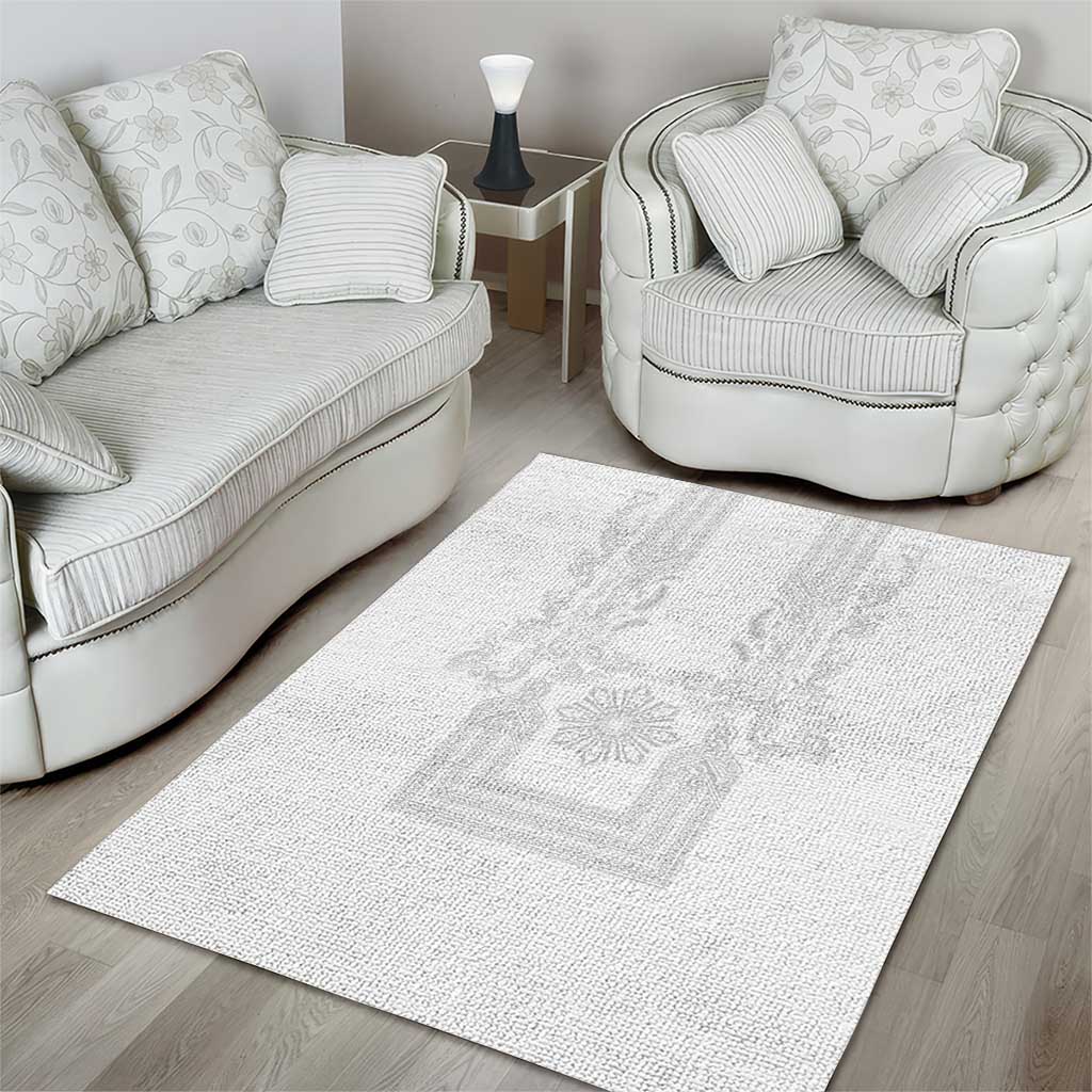 Philippines Barong Style Area Rug with Polynesian Art and Leaf Motif White Color LT03 - Polynesian Pride