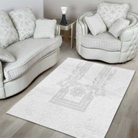Philippines Barong Style Area Rug with Polynesian Art and Leaf Motif White Color LT03 - Polynesian Pride