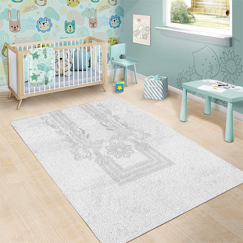 Philippines Barong Style Area Rug with Polynesian Art and Leaf Motif White Color LT03 - Polynesian Pride