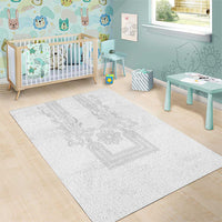 Philippines Barong Style Area Rug with Polynesian Art and Leaf Motif White Color LT03 - Polynesian Pride