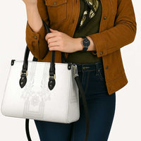 Philippines Barong Style Leather Bag with Polynesian Art and Leaf Motif White Color