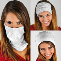 Philippines Barong Style Neck Gaiter with Polynesian Art and Leaf Motif White Color LT03 - Polynesian Pride