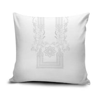 Philippines Barong Style Pillow Cover with Polynesian Art and Leaf Motif White Color LT03 White - Polynesian Pride