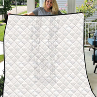 Philippines Barong Style Quilt with Polynesian Art and Leaf Motif White Color