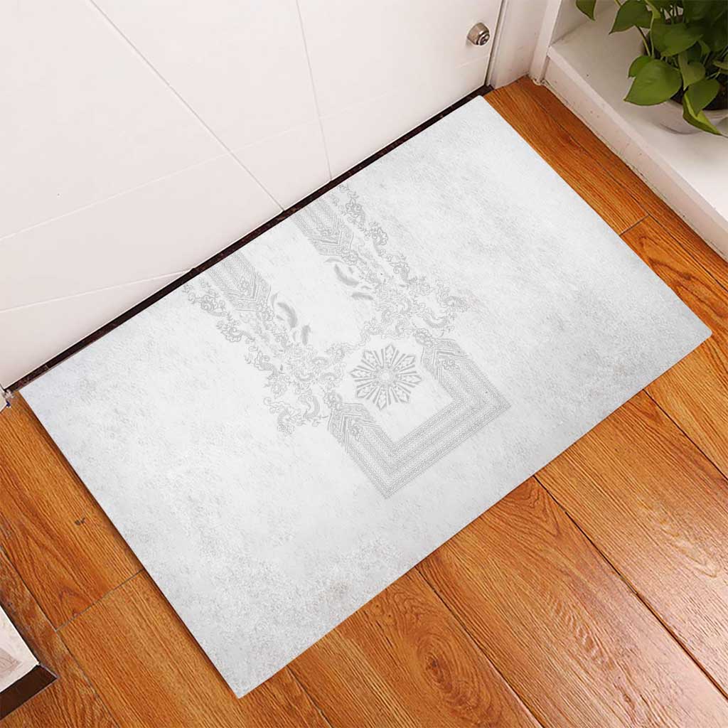 Philippines Barong Style Rubber Doormat with Polynesian Art and Leaf Motif White Color LT03 - Polynesian Pride