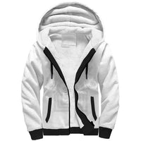 Philippines Barong Style Sherpa Hoodie with Polynesian Art and Leaf Motif White Color