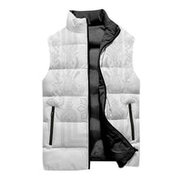 Philippines Barong Style Sleeveless Puffer Jacket with Polynesian Art and Leaf Motif White Color LT03 - Polynesian Pride