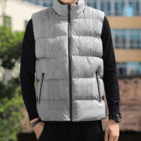 Philippines Barong Style Sleeveless Puffer Jacket with Polynesian Art and Leaf Motif White Color LT03 - Polynesian Pride