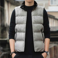 Philippines Barong Style Sleeveless Puffer Jacket with Polynesian Art and Leaf Motif White Color LT03 - Polynesian Pride