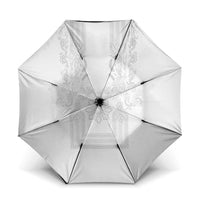 Philippines Barong Style Umbrella with Polynesian Art and Leaf Motif White Color