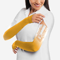 Philippines Barong Style Arm Sleeves with Polynesian Art and Leaf Motif Yellow Color