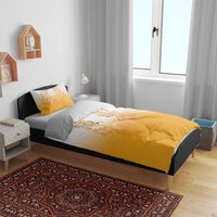 Philippines Barong Style Bedding Set with Polynesian Art and Leaf Motif Yellow Color