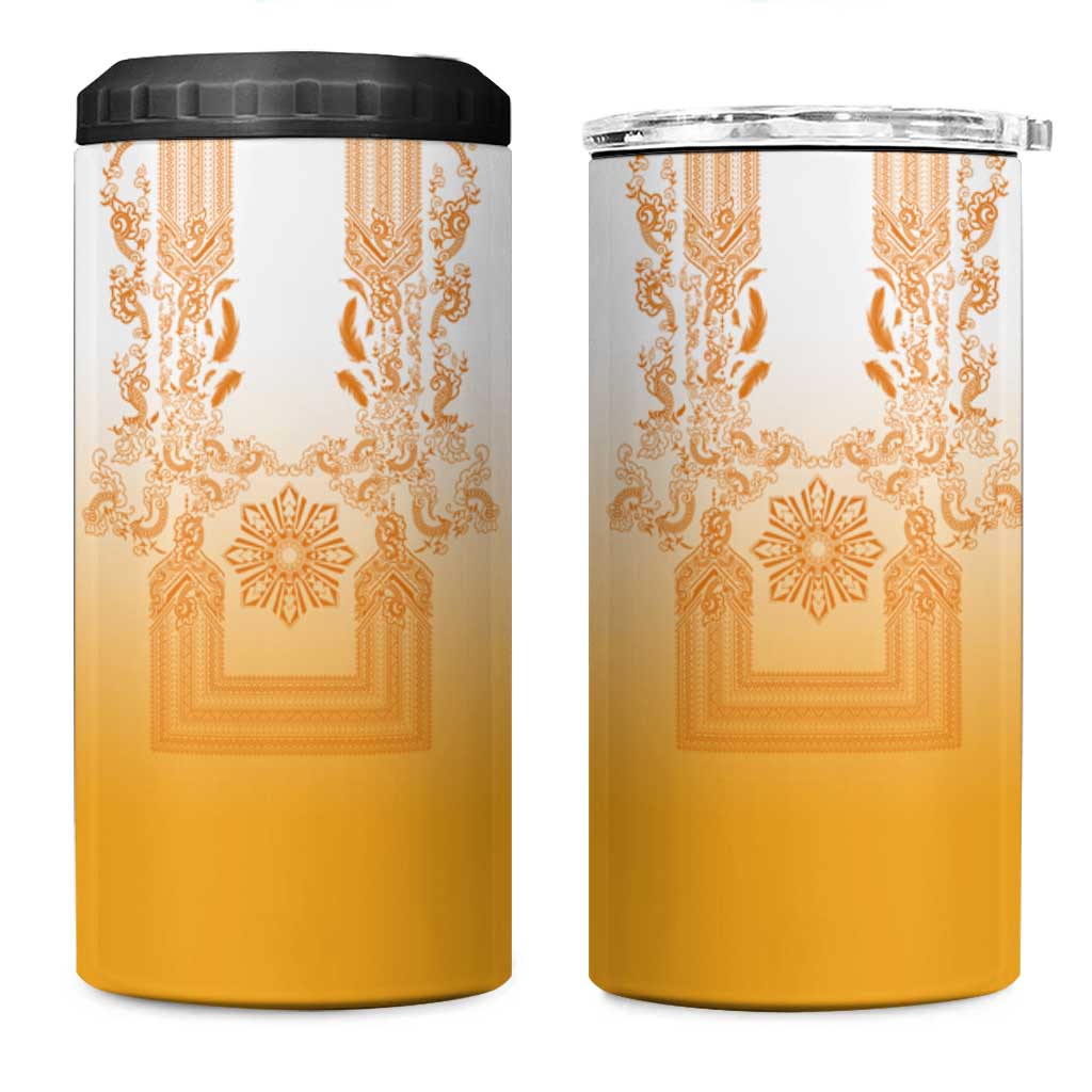Philippines Barong Style 4 in 1 Can Cooler Tumbler with Polynesian Art and Leaf Motif Yellow Color LT03 One Size: 16 oz Yellow - Polynesian Pride
