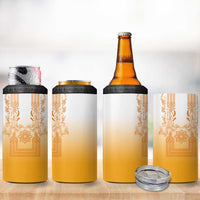 Philippines Barong Style 4 in 1 Can Cooler Tumbler with Polynesian Art and Leaf Motif Yellow Color LT03 - Polynesian Pride