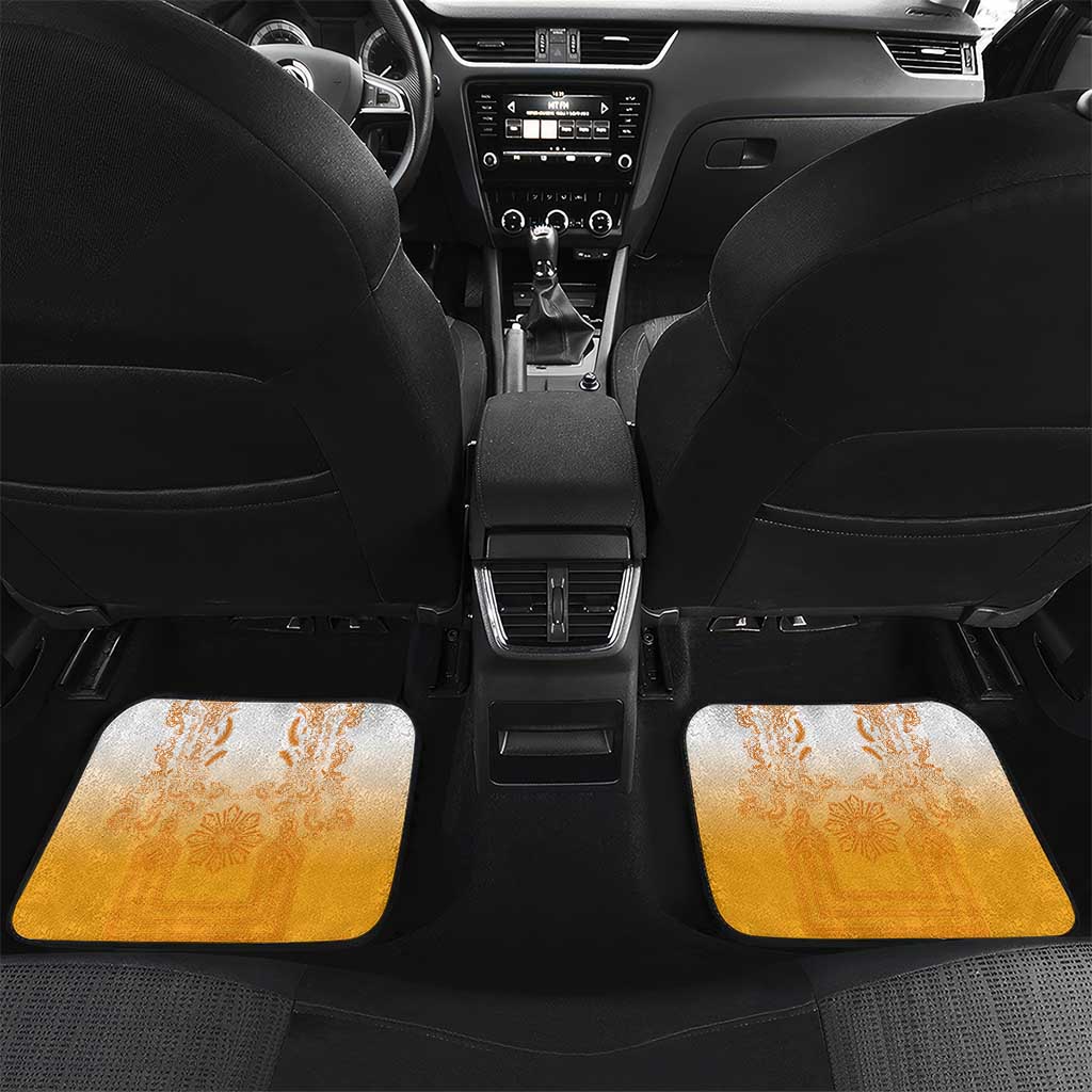 Philippines Barong Style Car Mats with Polynesian Art and Leaf Motif Yellow Color