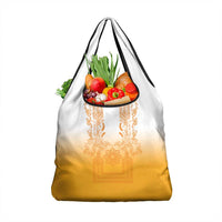 Philippines Barong Style Grocery Bag with Polynesian Art and Leaf Motif Yellow Color
