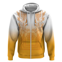 Philippines Barong Style Hoodie with Polynesian Art and Leaf Motif Yellow Color LT03 Zip Hoodie Yellow - Polynesian Pride
