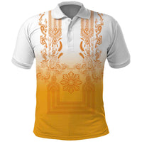 Philippines Barong Style Polo Shirt with Polynesian Art and Leaf Motif Yellow Color LT03 Yellow - Polynesian Pride