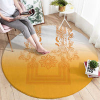 Philippines Barong Style Round Carpet with Polynesian Art and Leaf Motif Yellow Color LT03 - Polynesian Pride