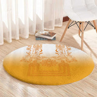 Philippines Barong Style Round Carpet with Polynesian Art and Leaf Motif Yellow Color LT03 - Polynesian Pride