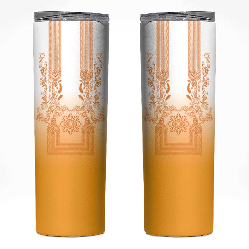 Philippines Barong Style Skinny Tumbler with Polynesian Art and Leaf Motif Yellow Color LT03 Yellow - Polynesian Pride
