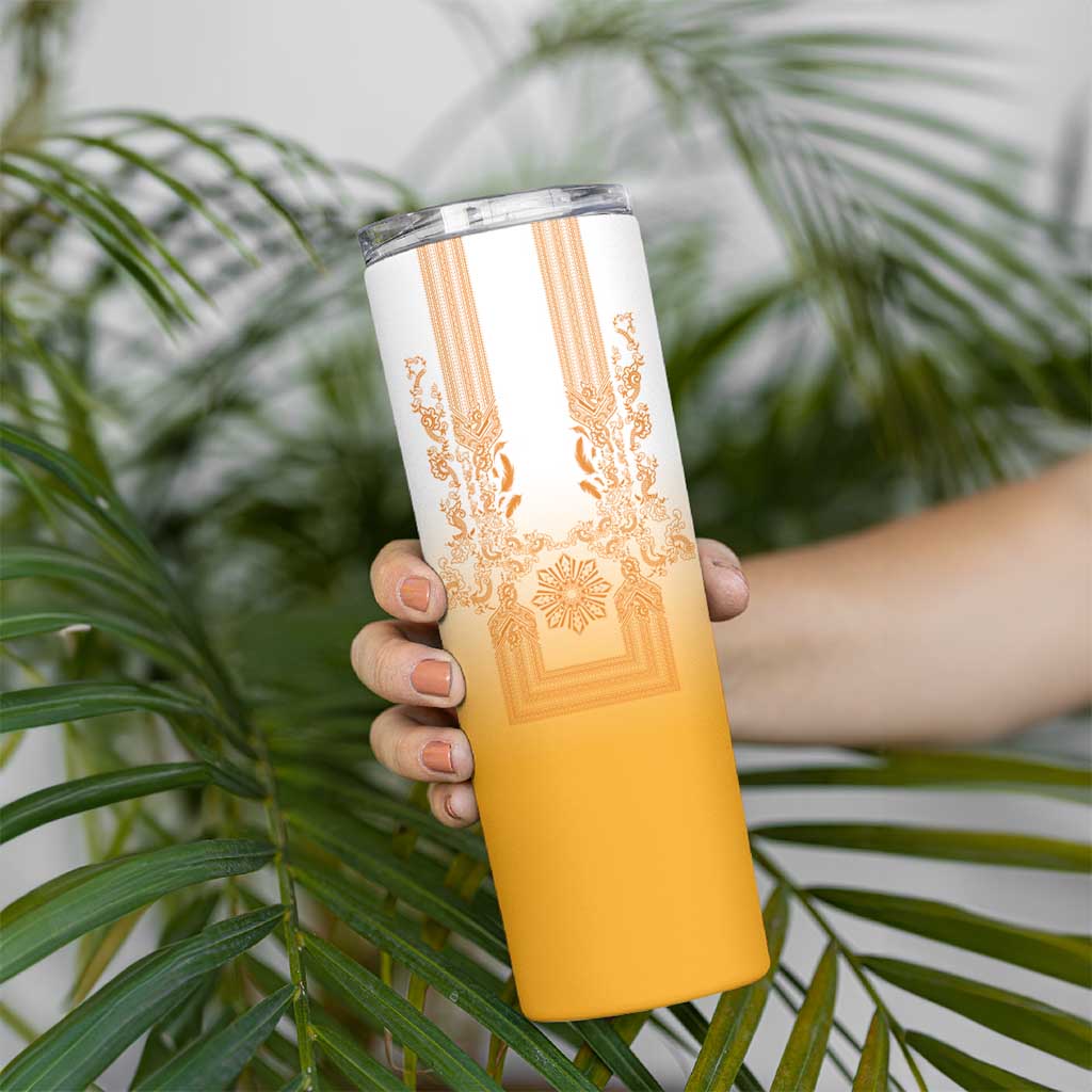 Philippines Barong Style Skinny Tumbler with Polynesian Art and Leaf Motif Yellow Color LT03 - Polynesian Pride