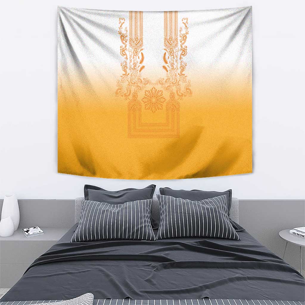 Philippines Barong Style Tapestry with Polynesian Art and Leaf Motif Yellow Color LT03 - Polynesian Pride