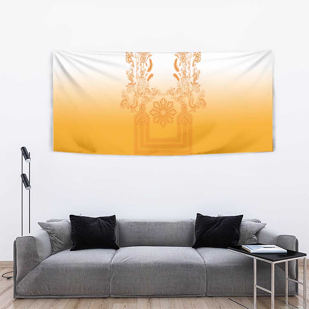 Philippines Barong Style Tapestry with Polynesian Art and Leaf Motif Yellow Color LT03 - Polynesian Pride