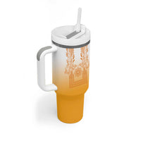 Philippines Barong Style Tumbler With Handle with Polynesian Art and Leaf Motif Yellow Color LT03 - Polynesian Pride
