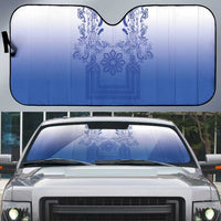 Philippines Barong Style Auto Sun Shade with Polynesian Art and Leaf Motif Blue Color LT03 Blue - Polynesian Pride