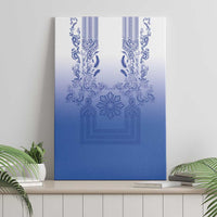 Philippines Barong Style Canvas Wall Art with Polynesian Art and Leaf Motif Blue Color