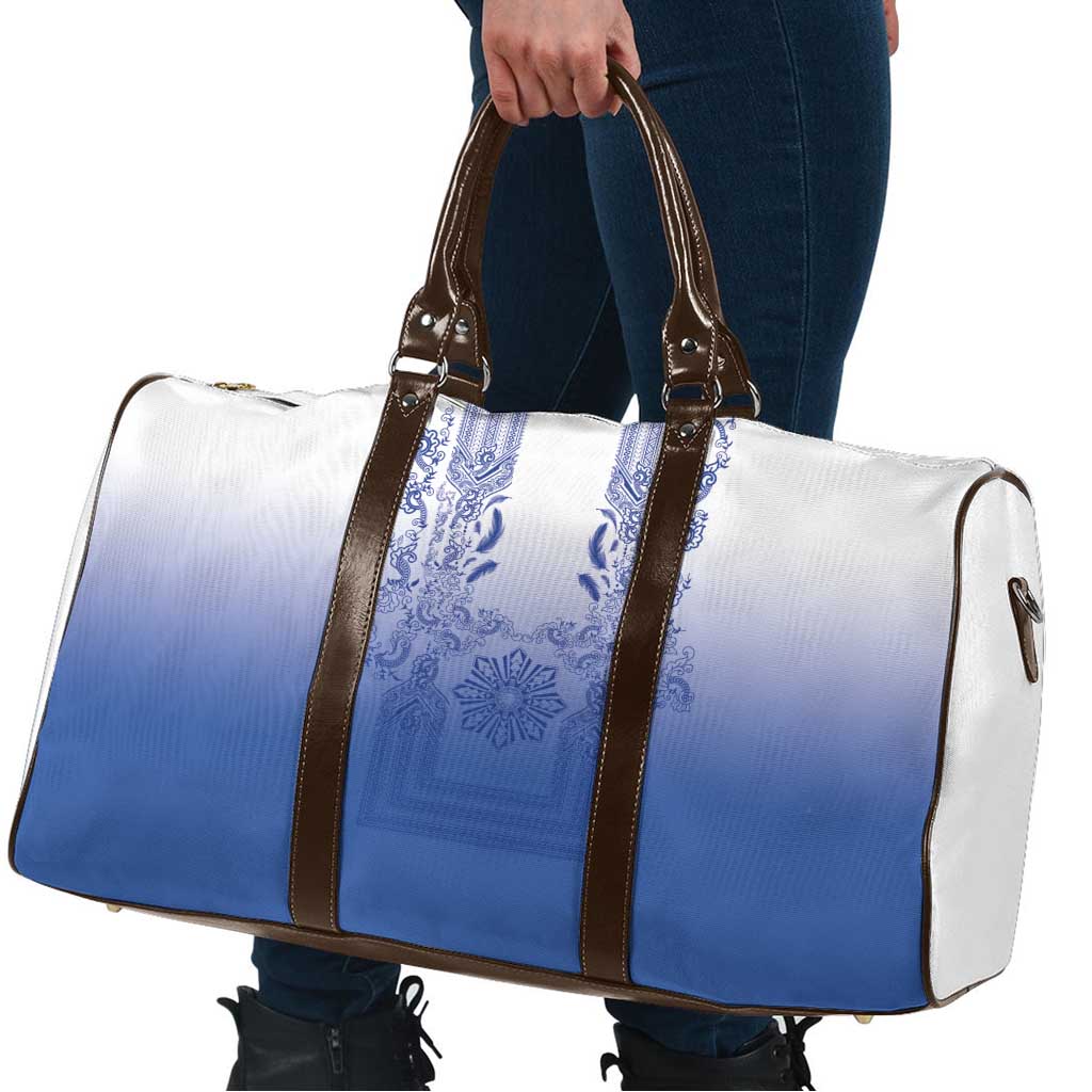 Philippines Barong Style Travel Bag with Polynesian Art and Leaf Motif Blue Color LT03 - Polynesian Pride