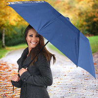 Philippines Barong Style Umbrella with Polynesian Art and Leaf Motif Blue Color