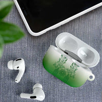Philippines Barong Style AirPods Case with Polynesian Art and Leaf Motif Green Color