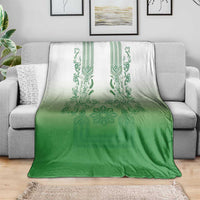 Philippines Barong Style Blanket with Polynesian Art and Leaf Motif Green Color
