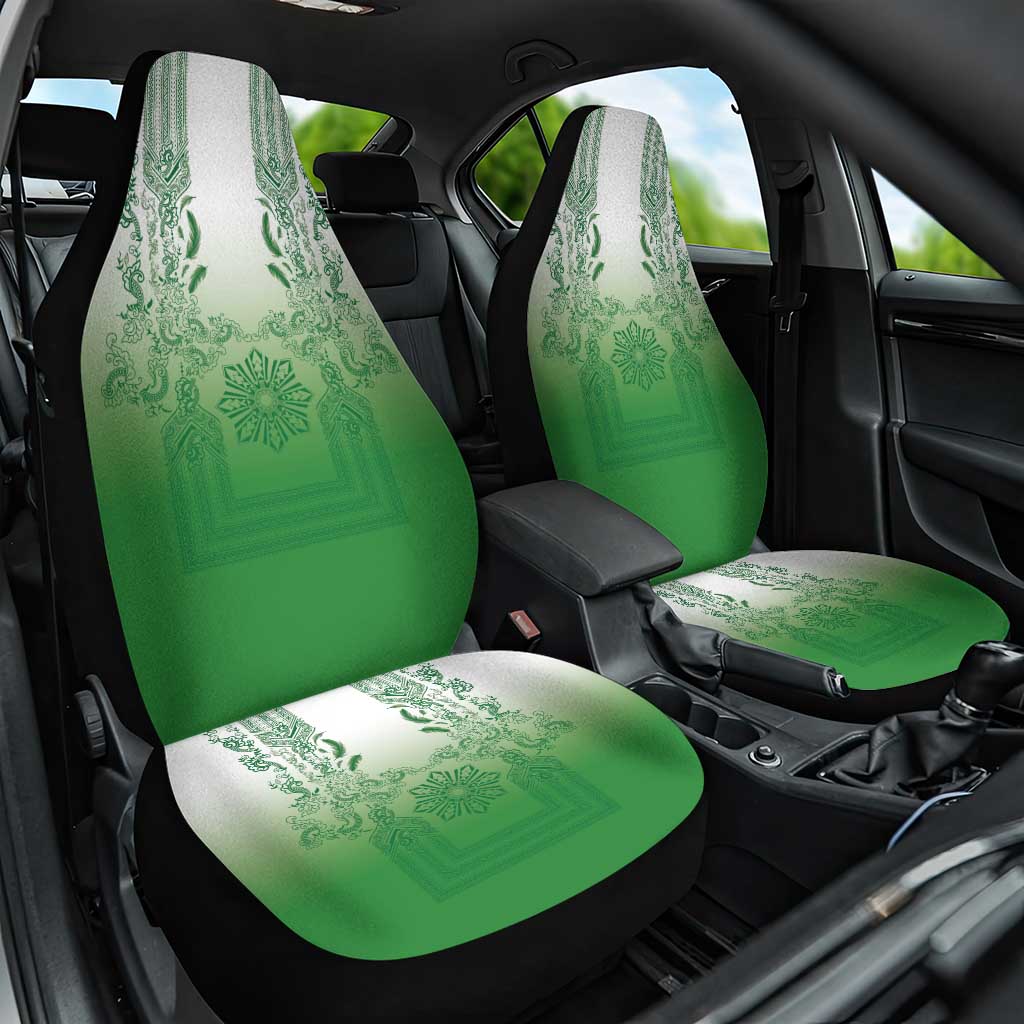 Philippines Barong Style Car Seat Cover with Polynesian Art and Leaf Motif Green Color LT03 One Size Green - Polynesian Pride