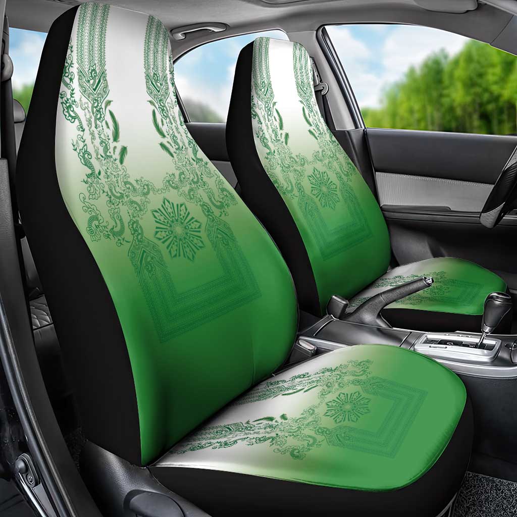 Philippines Barong Style Car Seat Cover with Polynesian Art and Leaf Motif Green Color LT03 - Polynesian Pride