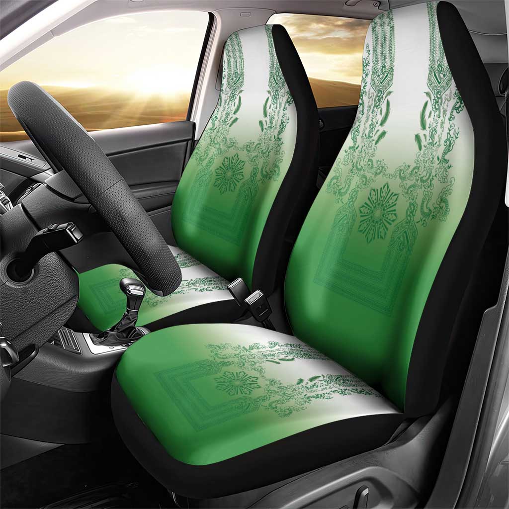 Philippines Barong Style Car Seat Cover with Polynesian Art and Leaf Motif Green Color LT03 - Polynesian Pride