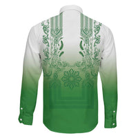 Philippines Barong Style Family Matching Summer Maxi Dress and Hawaiian Shirt with Polynesian Art and Leaf Motif Green Color LT03 - Polynesian Pride