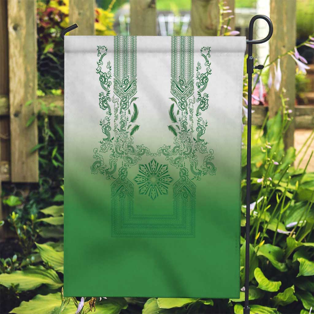 Philippines Barong Style Garden Flag with Polynesian Art and Leaf Motif Green Color LT03 Garden Flag Green - Polynesian Pride