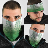 Philippines Barong Style Neck Gaiter with Polynesian Art and Leaf Motif Green Color