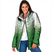 Philippines Barong Style Padded Jacket with Polynesian Art and Leaf Motif Green Color