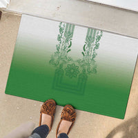 Philippines Barong Style Rubber Doormat with Polynesian Art and Leaf Motif Green Color